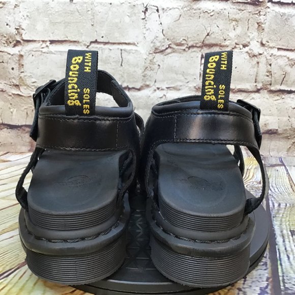 Dr. Doc Martens Women's Blaire Black Leather Adjustable Ankle Strap Sandals 9 - Picture 3 of 7